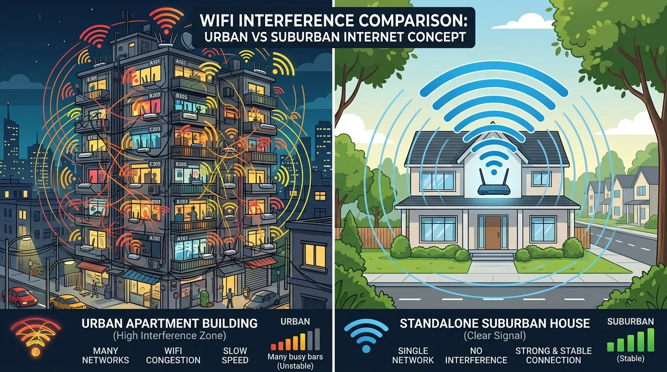 Why Apartment WiFi Is Slower Than Suburban WiFi
