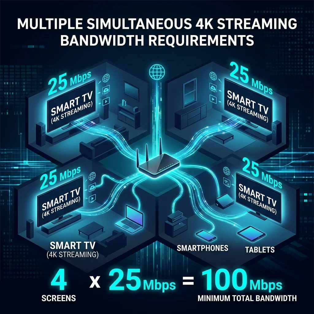 How Much Speed for 4 TVs Streaming 4K at Once?